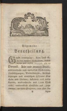 Allgemeine Beurtheilung
