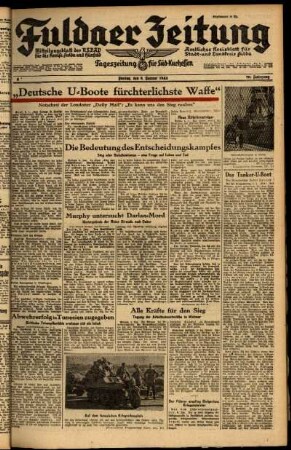 Ausgabe vom Freitag, den 08. Januar 1943.