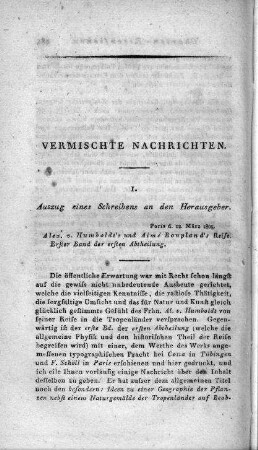 Auszug eines Schreibens an den Herausgeber