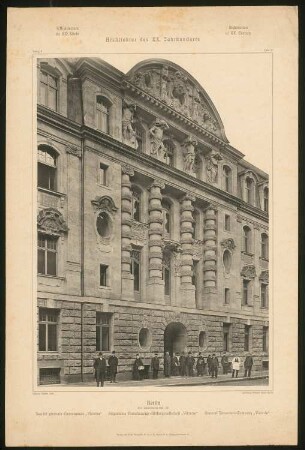Verwaltungsgebäude der Victoria-Versicherung, Berlin-Kreuzberg: Ansicht (aus: Architektur des XX. Jahrhunderts, hrsg. Hugo Licht, Berlin 1910)