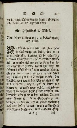 Neunzehendes Capitel. Von seiner Abtödtung, und Kasteyung des Leibs.