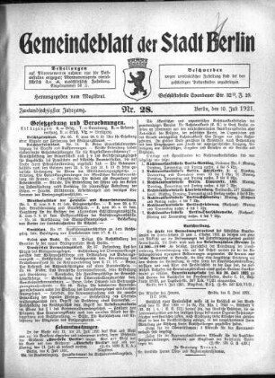 1921,28: Nr. 28, 10. Juli 1921