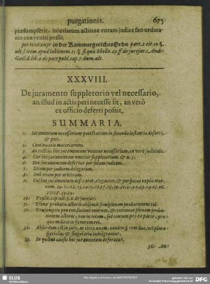 XXXVIII. De juramento suppletorio vel necessario, an illud in actis peti necesse sit, an verò ex officio deferri possit