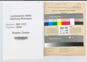 Entnazifizierung Gustav Bogdan , geb. 11.11.1888 (Finanzinspektor)