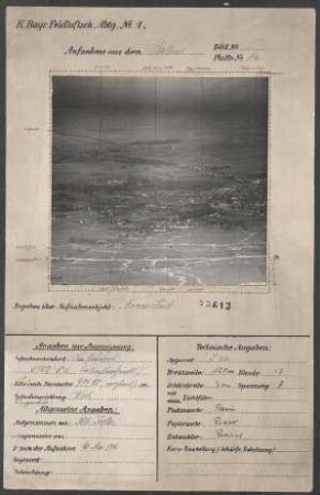 Ballonaufnahmen aus dem Artois: Arras Süd vom Planquadrat 6902 aus