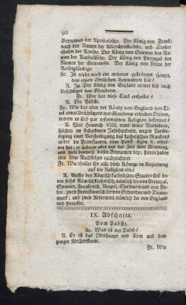 IX. Vom Pabste = O Papiezu?