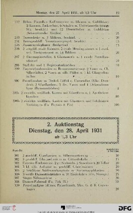 2. Auktionstag, Dienstag, den 28. April 1931 ab ½3 Uhr (Nr. 301-650)