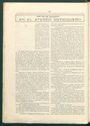 En el Ateneo Antioqueño : Visitas de "Sábado"