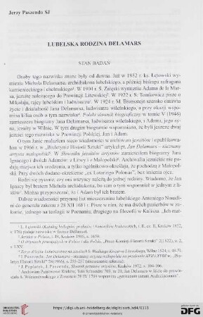 Lubelska rodzina delamars. Stan badań