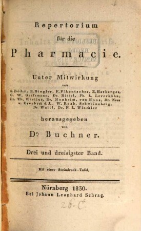 Repertorium für die Pharmacie, 33. 1830