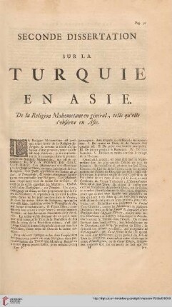 Seconde dissertation sur la Turquie en Asie