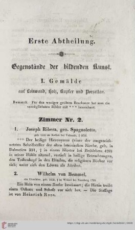 Erste Abtheilung. Gegenstände der bildenden Kunst