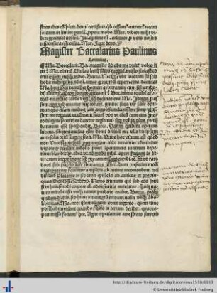 Magister Baccalarius Paulinus Lentulus