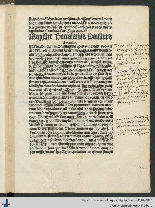 Magister Baccalarius Paulinus Lentulus