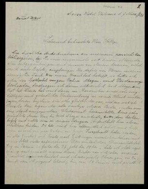 Brief von David Hilbert an Hermann Wagner, Arosa, 7.3.1926