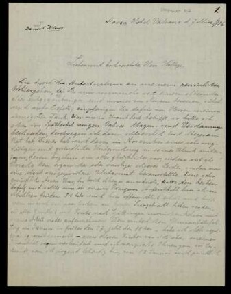 Brief von David Hilbert an Hermann Wagner, Arosa, 7.3.1926