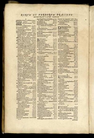 Rerum Et Verborum Præcipue Memorabilium Index.