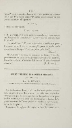 Sur un théorème de géométrie sphérique.
