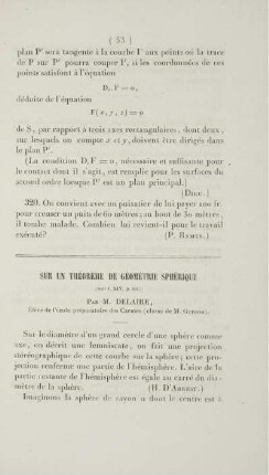 Sur un théorème de géométrie sphérique.