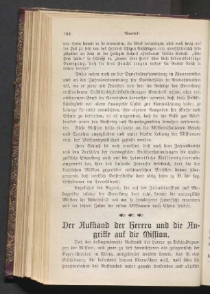 Der Aufstand der Herero und die Angriffe auf die Mission