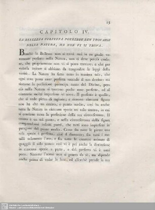 Capitolo IV. La Bellezza Perfetta Potrebbe Ben Trovarsi Nella Natura, Ma Non Vi Si Trova.