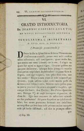 VI. Oratio introductoria Dn. Joannis Casparis Arletii,[...]