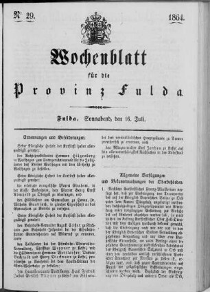 Nr. 29, Ausgabe vom 16. Juli 1864