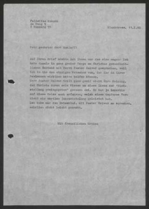 Brief: Felicitas Kukuck an Peter Rahloff, 1980