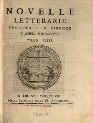 Novelle letterarie, pubblicate in Firenze. 9. 1748