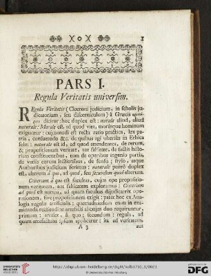 Pars I: Regula Veritatis universim