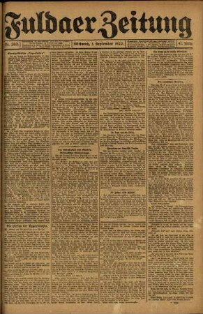 Ausgabe vom Mittwoch, den 01. September 1920.