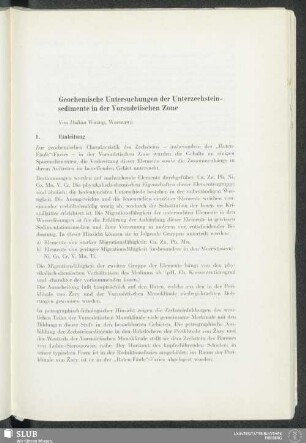 Geochemische Untersuchungen der Unterzechsteinsedimente in der Vorsudetischen Zone