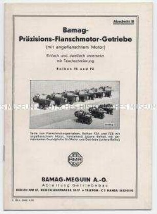 Bamag-Präzisions-Flanschmotor-Getriebe (mit angeflanschtem Motor) Abschnitt III
