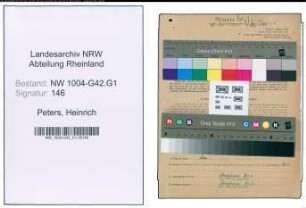 Entnazifizierung Heinrich Peters , geb. 20.05.1898 (Verw.Angestellter)