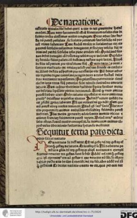 Nota narratio sic diffinitur, est rei geste vel rerum gestarum vel tanquam gestarum declaratio...