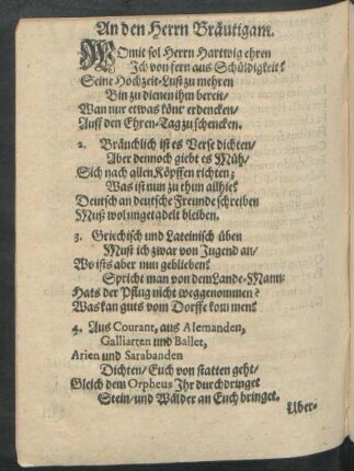 An den Herrn Bräutigam.