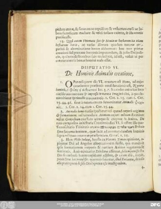 Disputatio VI. De Hominis Animalis creatione