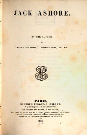 Works, 1. Jack Ashore. - 1840
