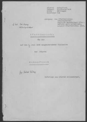Schopfloch (Lenningen): Pfarrbericht 1946