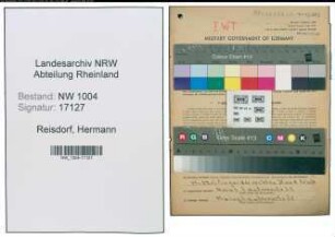 Entnazifizierung Hermann Reisdorf , geb. 19.04.1895 (Schiffer)
