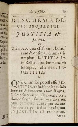 Discursus Decimus Quartus. Justitia est pacifica.