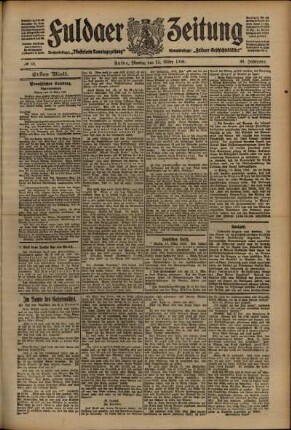 Erste Ausgabe vom Montag, den 15. März 1909.