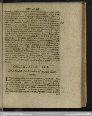 Observatio XIII. De Mandatis sine Clausula & quando decernenda