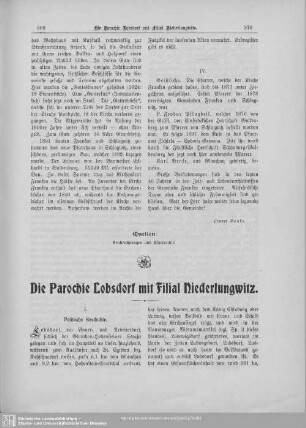 Die Parochie Lobsdorf mit Filial Niederlungwitz