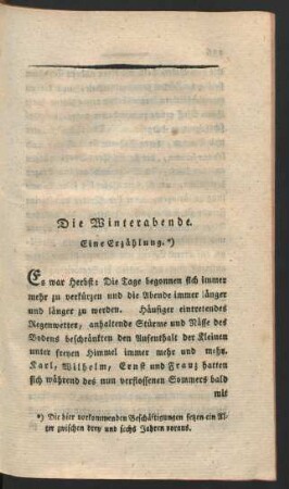 Die Winterabende. Eine Erzählung