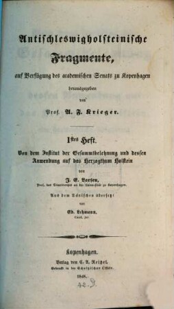 Antischleswigholsteinische Fragmente. 1. 1848