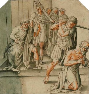 Enthauptungsszene mit römisch gekleideten Figuren