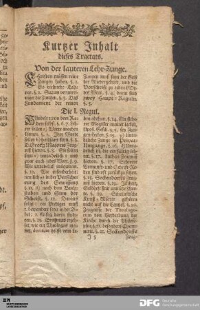 Kurtzer Inhalt dieses Tractats.