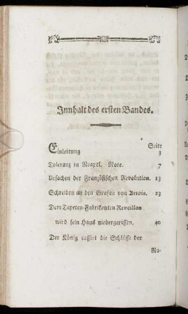 Innhalt des ersten Bandes.
