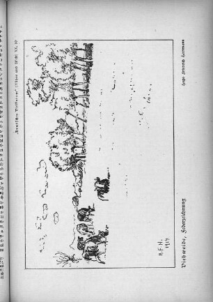 "Deutsches Volkstum" (Bühne und Welt) XX, 10 Viehweide, Federzeichnung Hugo Friedrich Hartmann